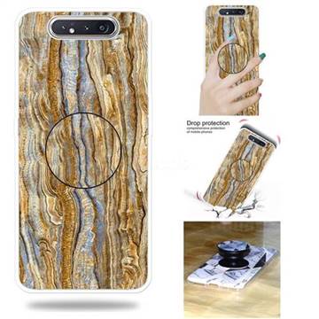 Brown Golden Marble Pop Stand Holder Varnish Phone Cover for Samsung Galaxy A80 A90