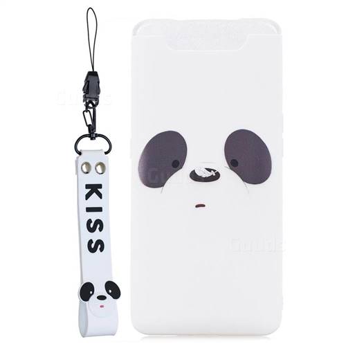 White Feather Panda Soft Kiss Candy Hand Strap Silicone Case for Samsung Galaxy A80 A90