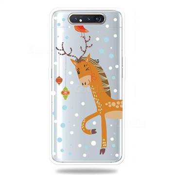 Bird and Deer Xmas Super Clear Soft Back Cover for Samsung Galaxy A80 A90