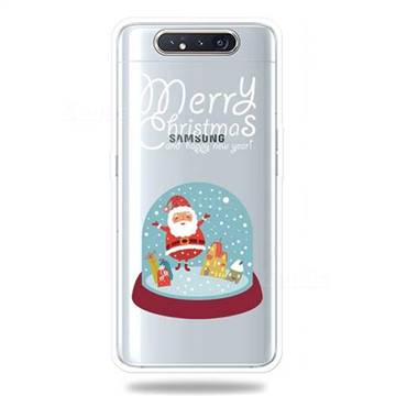 Crystal Ball Santa Xmas Super Clear Soft Back Cover for Samsung Galaxy A80 A90