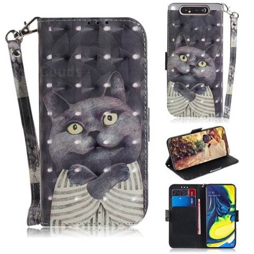 Cat Embrace 3D Painted Leather Wallet Phone Case for Samsung Galaxy A80 A90