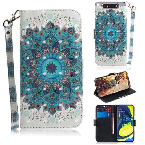 Peacock Mandala 3D Painted Leather Wallet Phone Case for Samsung Galaxy A80 A90