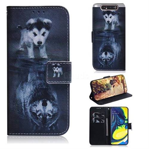 Wolf and Dog PU Leather Wallet Case for Samsung Galaxy A80 A90