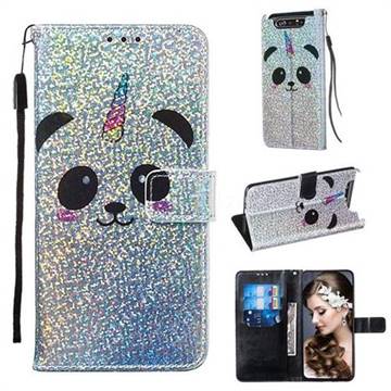 Panda Unicorn Sequins Painted Leather Wallet Case for Samsung Galaxy A80 A90
