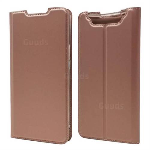 Ultra Slim Card Magnetic Automatic Suction Leather Wallet Case for Samsung Galaxy A80 A90 - Rose Gold