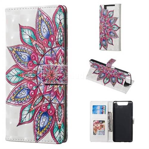 Mandara Flower 3D Painted Leather Phone Wallet Case for Samsung Galaxy A80 A90