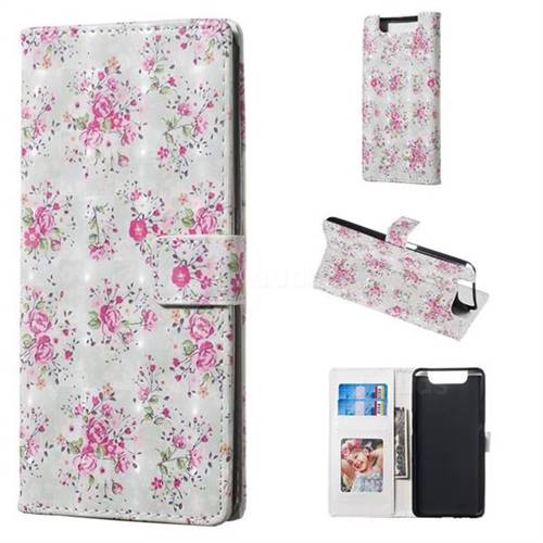 Roses Flower 3D Painted Leather Phone Wallet Case for Samsung Galaxy A80 A90