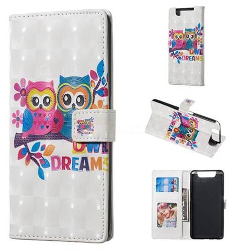 Couple Owl 3D Painted Leather Phone Wallet Case for Samsung Galaxy A80 A90