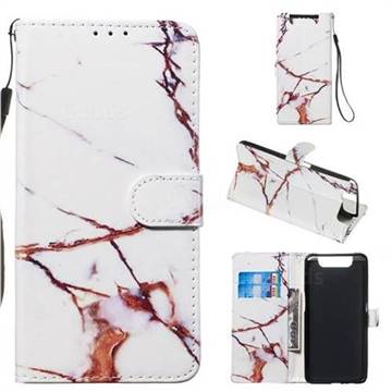 Platinum Marble Smooth Leather Phone Wallet Case for Samsung Galaxy A80 A90
