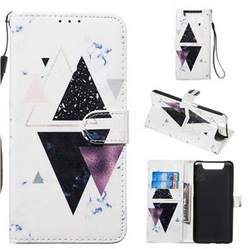 Triangle Marble Smooth Leather Phone Wallet Case for Samsung Galaxy A80 A90