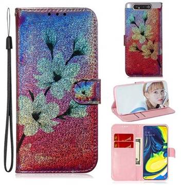 Magnolia Laser Shining Leather Wallet Phone Case for Samsung Galaxy A80 A90