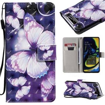 Violet butterfly 3D Painted Leather Wallet Case for Samsung Galaxy A80 A90