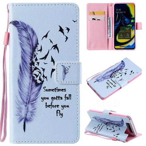 Feather Birds PU Leather Wallet Case for Samsung Galaxy A80 A90