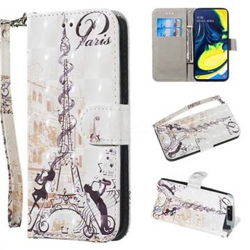 Tower Couple 3D Painted Leather Wallet Phone Case for Samsung Galaxy A80 A90