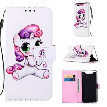 Playful Pony Matte Leather Wallet Phone Case for Samsung Galaxy A80 A90