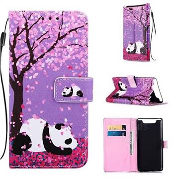 Cherry Blossom Panda Matte Leather Wallet Phone Case for Samsung Galaxy A80 A90