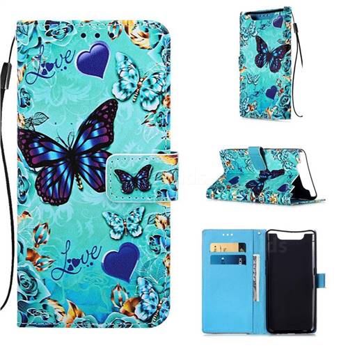 Love Butterfly Matte Leather Wallet Phone Case for Samsung Galaxy A80 A90