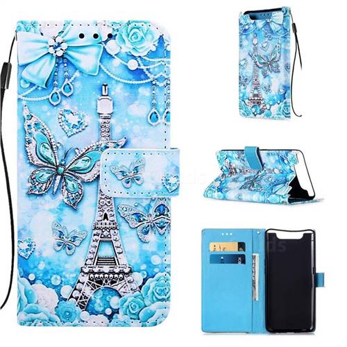 Tower Butterfly Matte Leather Wallet Phone Case for Samsung Galaxy A80 A90
