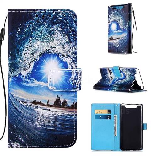 Waves and Sun Matte Leather Wallet Phone Case for Samsung Galaxy A80 A90