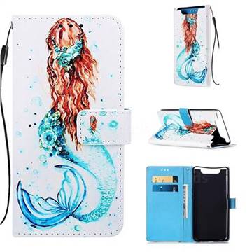 Mermaid Matte Leather Wallet Phone Case for Samsung Galaxy A80 A90