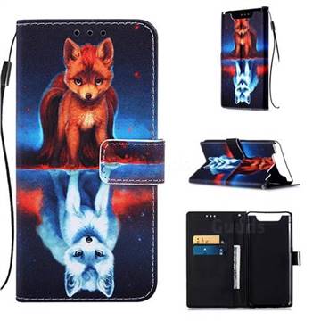 Water Fox Matte Leather Wallet Phone Case for Samsung Galaxy A80 A90