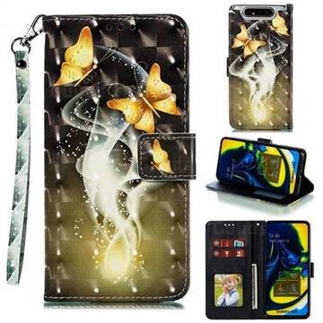 Dream Butterfly 3D Painted Leather Phone Wallet Case for Samsung Galaxy A80 A90
