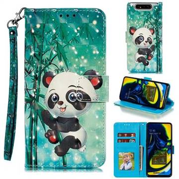 Cute Panda 3D Painted Leather Phone Wallet Case for Samsung Galaxy A80 A90
