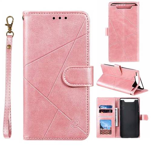 Embossing Geometric Leather Wallet Case for Samsung Galaxy A80 A90 - Rose Gold