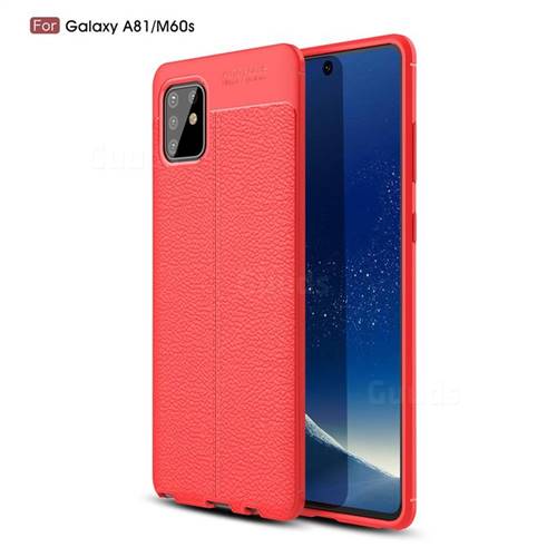 Luxury Auto Focus Litchi Texture Silicone TPU Back Cover for Samsung Galaxy A81 - Red