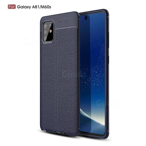 Luxury Auto Focus Litchi Texture Silicone TPU Back Cover for Samsung Galaxy A81 - Dark Blue
