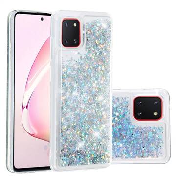 Dynamic Liquid Glitter Quicksand Sequins TPU Phone Case for Samsung Galaxy A81 - Silver