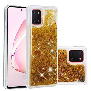 Dynamic Liquid Glitter Quicksand Sequins TPU Phone Case for Samsung Galaxy A81 - Golden