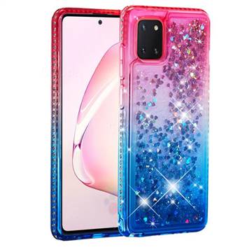 Diamond Frame Liquid Glitter Quicksand Sequins Phone Case for Samsung Galaxy A81 - Pink Blue
