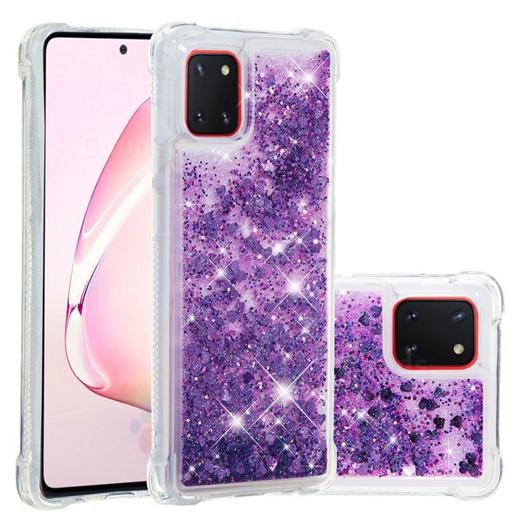 Dynamic Liquid Glitter Sand Quicksand Star TPU Case for Samsung Galaxy A81 - Purple