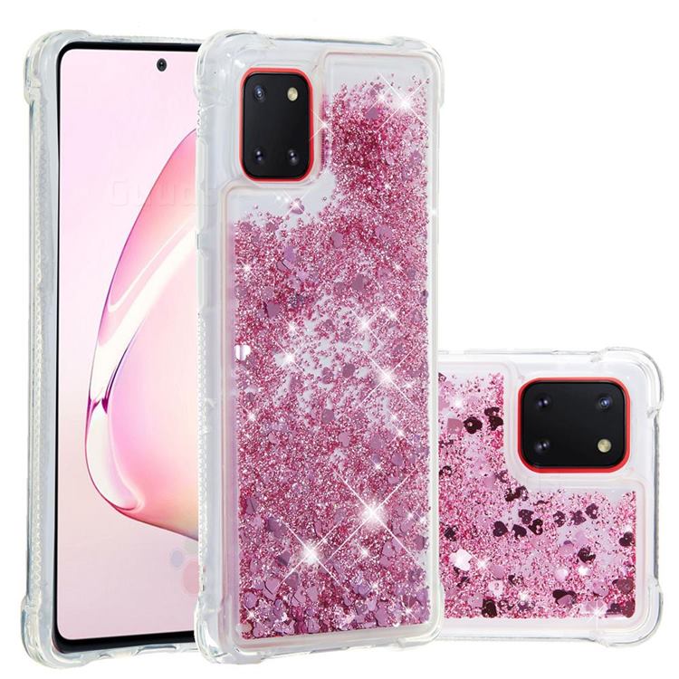 Dynamic Liquid Glitter Sand Quicksand Star TPU Case for Samsung Galaxy A81 - Diamond Rose