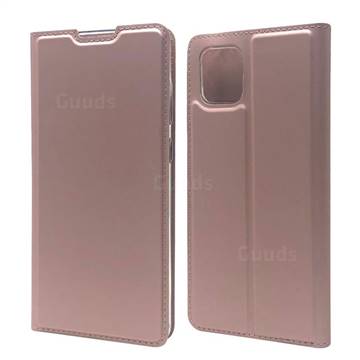 Ultra Slim Card Magnetic Automatic Suction Leather Wallet Case for Samsung Galaxy A81 - Rose Gold