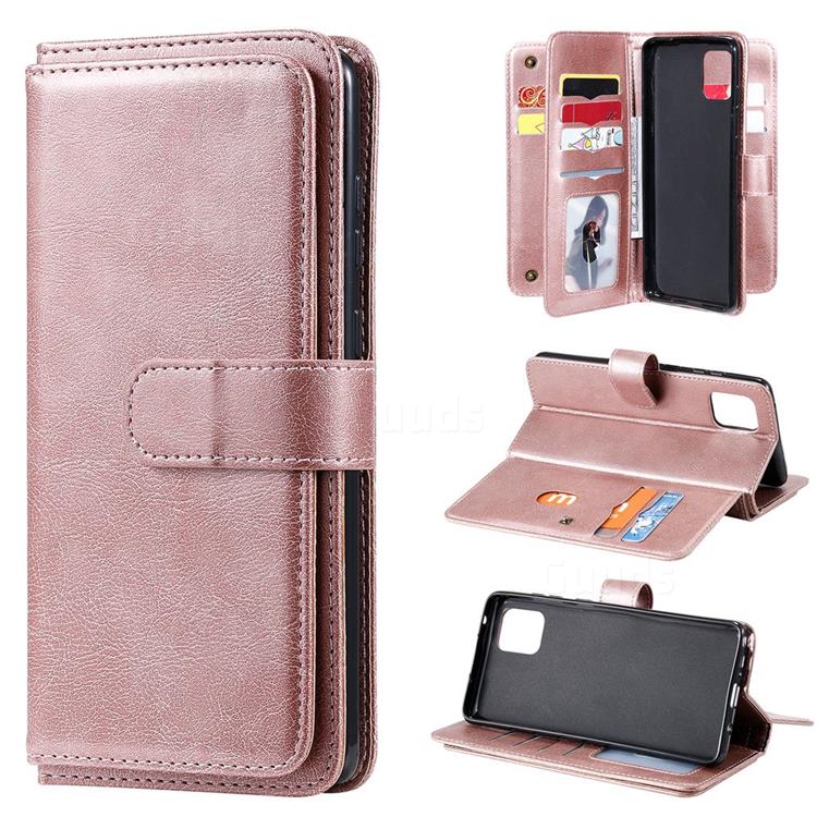 Multi-function Ten Card Slots and Photo Frame PU Leather Wallet Phone Case Cover for Samsung Galaxy A81 - Rose Gold