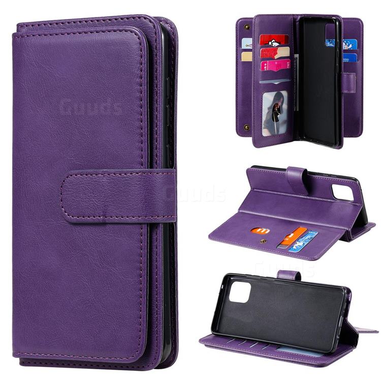 Multi-function Ten Card Slots and Photo Frame PU Leather Wallet Phone Case Cover for Samsung Galaxy A81 - Violet