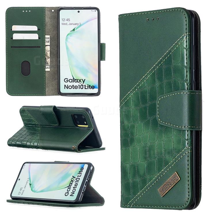 BinfenColor BF04 Color Block Stitching Crocodile Leather Case Cover for Samsung Galaxy A81 - Green