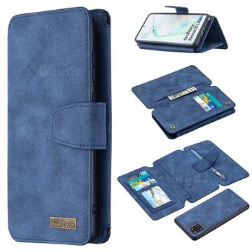 Binfen Color BF07 Frosted Zipper Bag Multifunction Leather Phone Wallet for Samsung Galaxy A81 - Blue