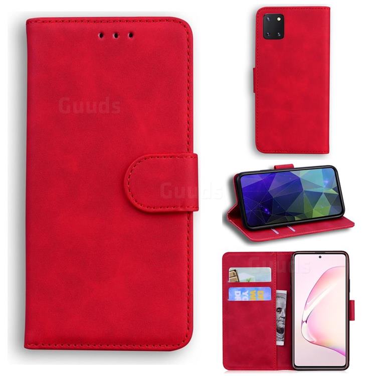Retro Classic Skin Feel Leather Wallet Phone Case for Samsung Galaxy A81 - Red