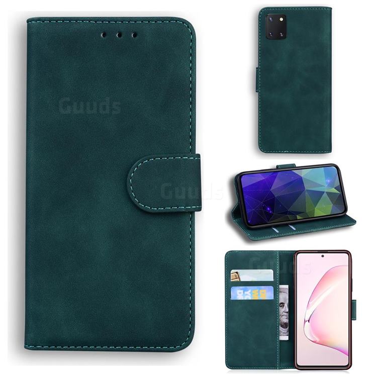 Retro Classic Skin Feel Leather Wallet Phone Case for Samsung Galaxy A81 - Green