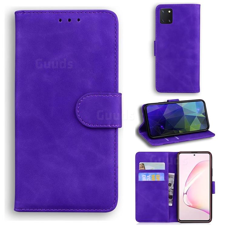 Retro Classic Skin Feel Leather Wallet Phone Case for Samsung Galaxy A81 - Purple