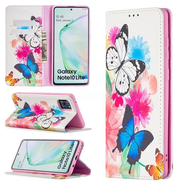 Flying Butterflies Slim Magnetic Attraction Wallet Flip Cover for Samsung Galaxy A81