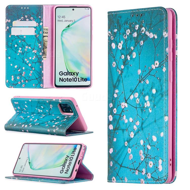 Plum Blossom Slim Magnetic Attraction Wallet Flip Cover for Samsung Galaxy A81