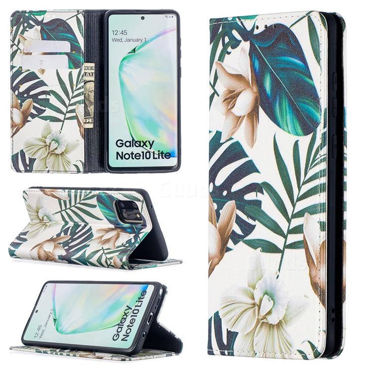 Flower Leaf Slim Magnetic Attraction Wallet Flip Cover for Samsung Galaxy A81