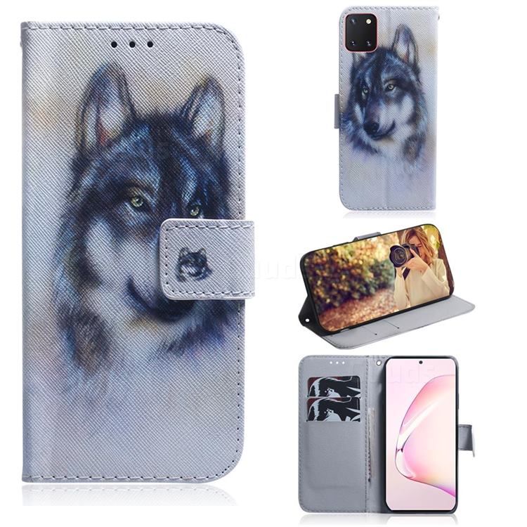 Snow Wolf PU Leather Wallet Case for Samsung Galaxy A81