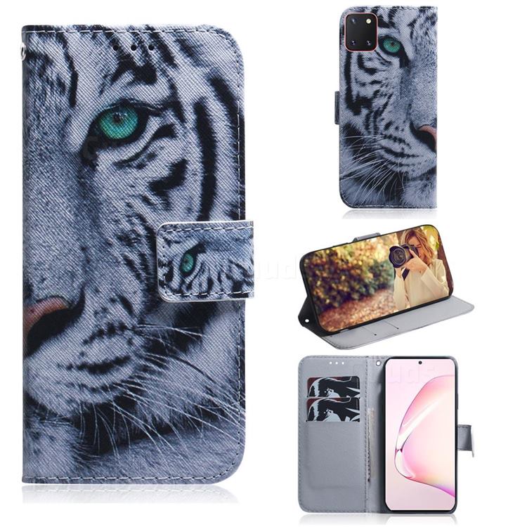 White Tiger PU Leather Wallet Case for Samsung Galaxy A81