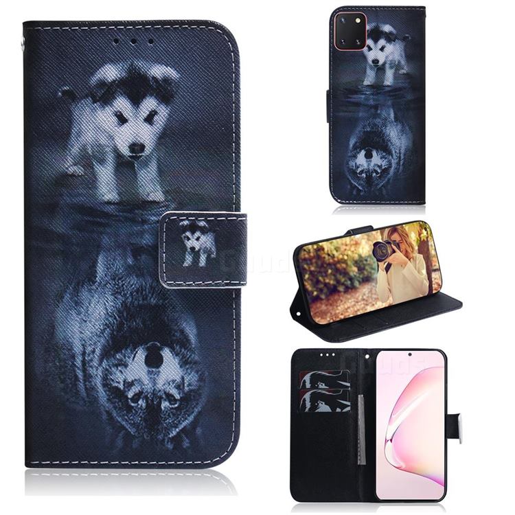 Wolf and Dog PU Leather Wallet Case for Samsung Galaxy A81