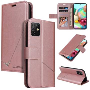 GQ.UTROBE Right Angle Silver Pendant Leather Wallet Phone Case for Samsung Galaxy A81 - Rose Gold